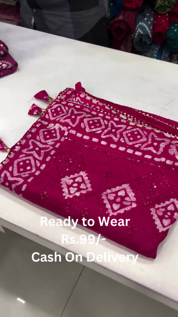 Ready-to-Wear Bandhej Embroidered Sarees – Assorted Vibrant Colors - Image 6