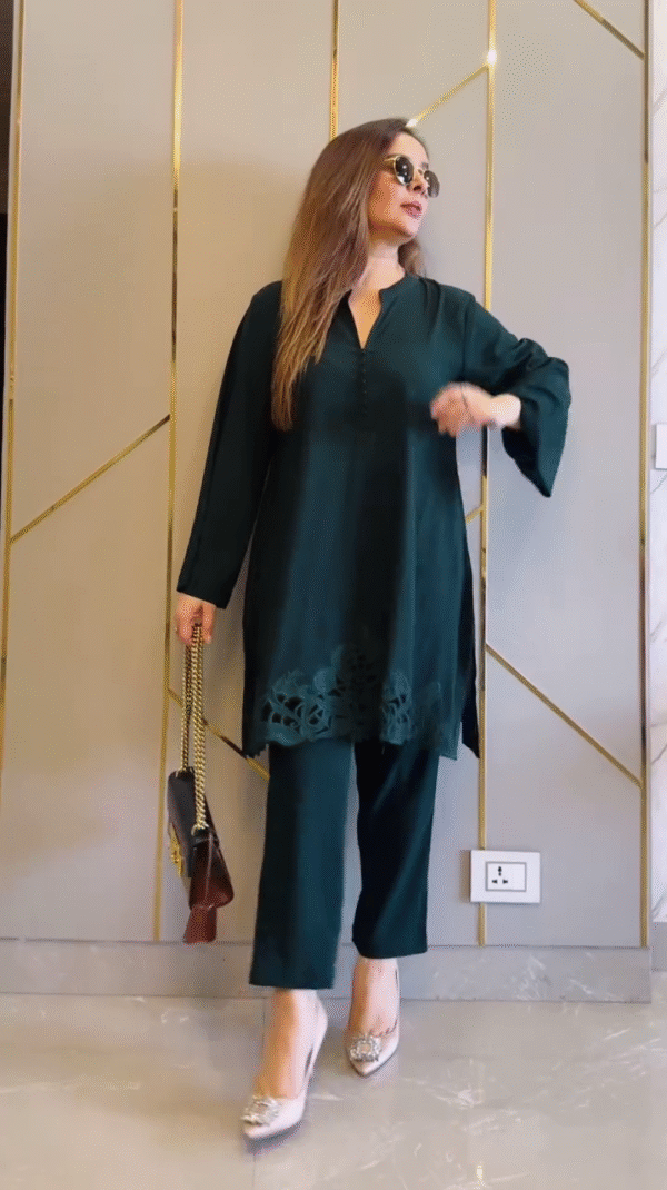 Graceful Blue Embroidered Lawn Co-Ord Set – Where Comfort Meets Contemporary Charm - Image 4