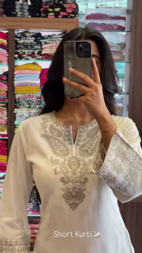 Elegant Embroidered Short Kurti – Minimalist Grace in Multiple Colors 🌸 - Image 2