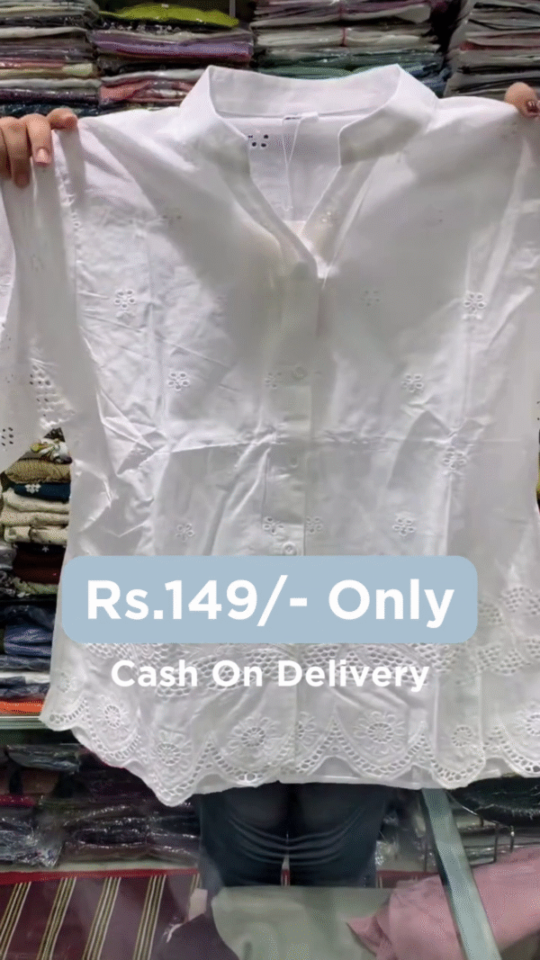 🌸 Breezy Charm: Cotton Schiffli Embroidered Shirt – Available in Multiple Pastel Shades ☁️ - Image 6