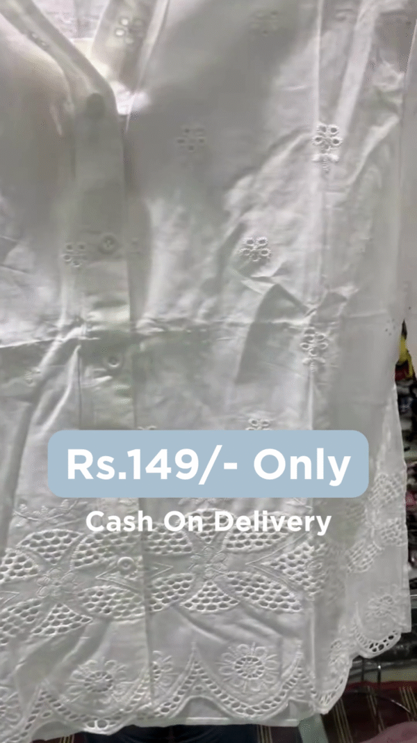 🌸 Breezy Charm: Cotton Schiffli Embroidered Shirt – Available in Multiple Pastel Shades ☁️ - Image 7