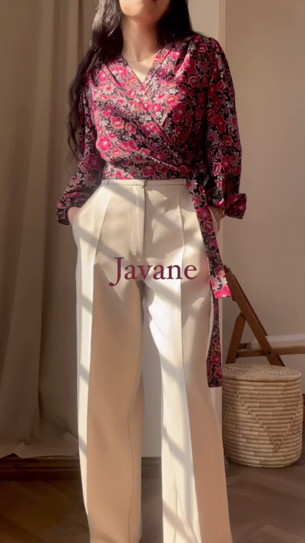 🌺 Javane Floral Satin Wrap Top – Effortlessly Elegant - Image 4