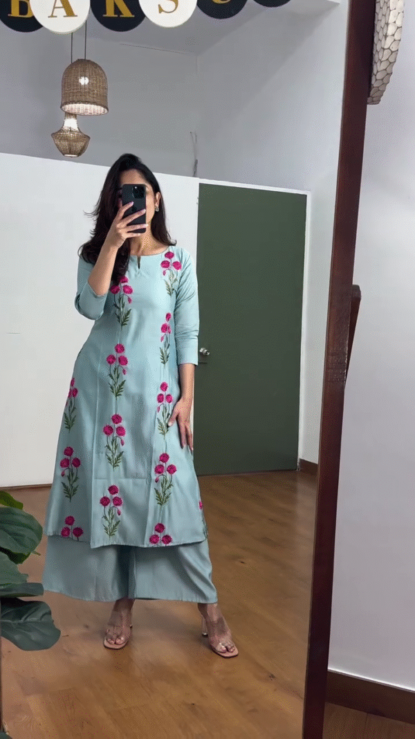 Floral Charm Embroidered Kurta – Grace in Bloom 🌸 - Image 8