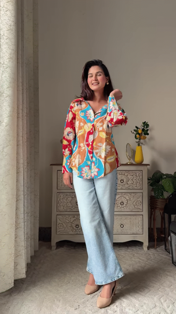 Bold & Colorful Pinterest-Inspired Printed Shirt Collection – Oversized Aesthetic Button-Downs in Multi-Color Styles with Unique Art Prints - Image 6