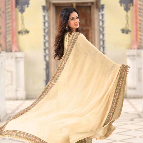 Stylish Chikoo Viscose Embroidered Designer Sharara Plazo Salwar Suit - Image 2